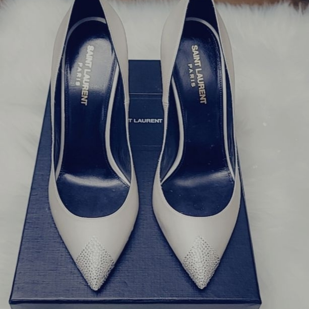 Saint Laurent Swarovski Crystal-embellished Satin run small
